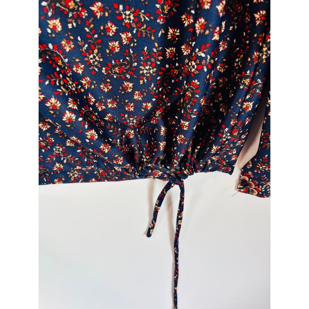 Vintage 70s Floral Paisley Poly Henley Collar Mardi Modes Size Large View 6